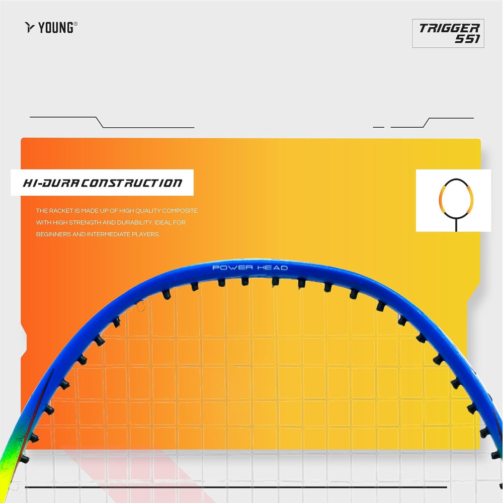 Young Trigger 551 (Power Head, High Durable) Set of 2 Strung Badminton Racket with 2 Free Full Cover (Green Blue) Young Trigger 551 (Power Head, High Durable) Set of 2 Strung Badminton Racket with 2 Free Full Cover (Green Blue)