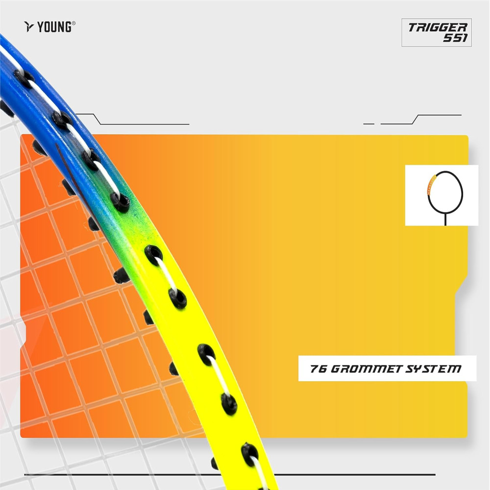 Young Trigger 551 (Power Head, High Durable) Set of 2 Strung Badminton Racket with 2 Free Full Cover (Green Blue) Young Trigger 551 (Power Head, High Durable) Set of 2 Strung Badminton Racket with 2 Free Full Cover (Green Blue)