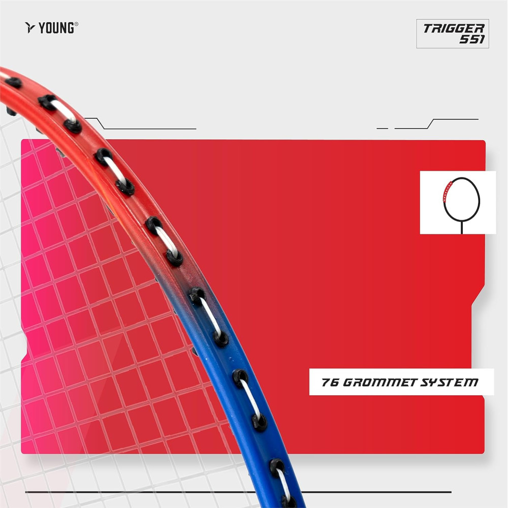 Young Trigger 551 (Power Head, High Durable) Set of 2 Strung Badminton Racket with 2 Free Full Cover (Green Blue) Young Trigger 551 (Power Head, High Durable) Set of 2 Strung Badminton Racket with 2 Free Full Cover (Green Blue)