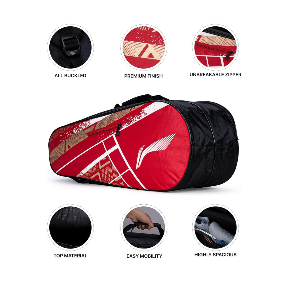 Li-Ning Raider Max Double Zipper Polyester Badminton Kit Bag | Unbreakable Zippers | Easy Mobility | Unisex - Men, Boys, Girls, Women Li-Ning Raider Max Double Zipper Polyester Badminton Kit Bag | Unbreakable Zippers | Easy Mobility | Unisex - Men, Boys, Girls, Women