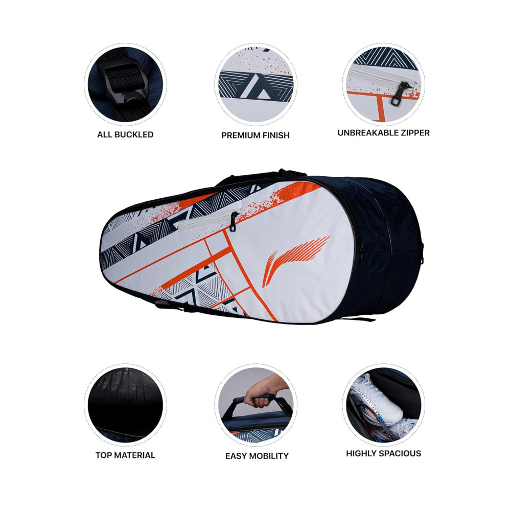 Li-Ning Raider Max Double Zipper Polyester Badminton Kit Bag | Unbreakable Zippers | Easy Mobility | Unisex - Men, Boys, Girls, Women Li-Ning Raider Max Double Zipper Polyester Badminton Kit Bag | Unbreakable Zippers | Easy Mobility | Unisex - Men, Boys, Girls, Women