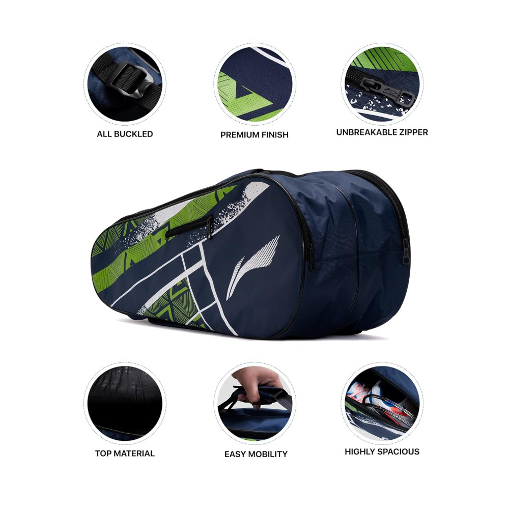 Li-Ning Raider Max Double Zipper Polyester Badminton Kit Bag | Unbreakable Zippers | Easy Mobility | Unisex - Men, Boys, Girls, Women Li-Ning Raider Max Double Zipper Polyester Badminton Kit Bag | Unbreakable Zippers | Easy Mobility | Unisex - Men, Boys, Girls, Women