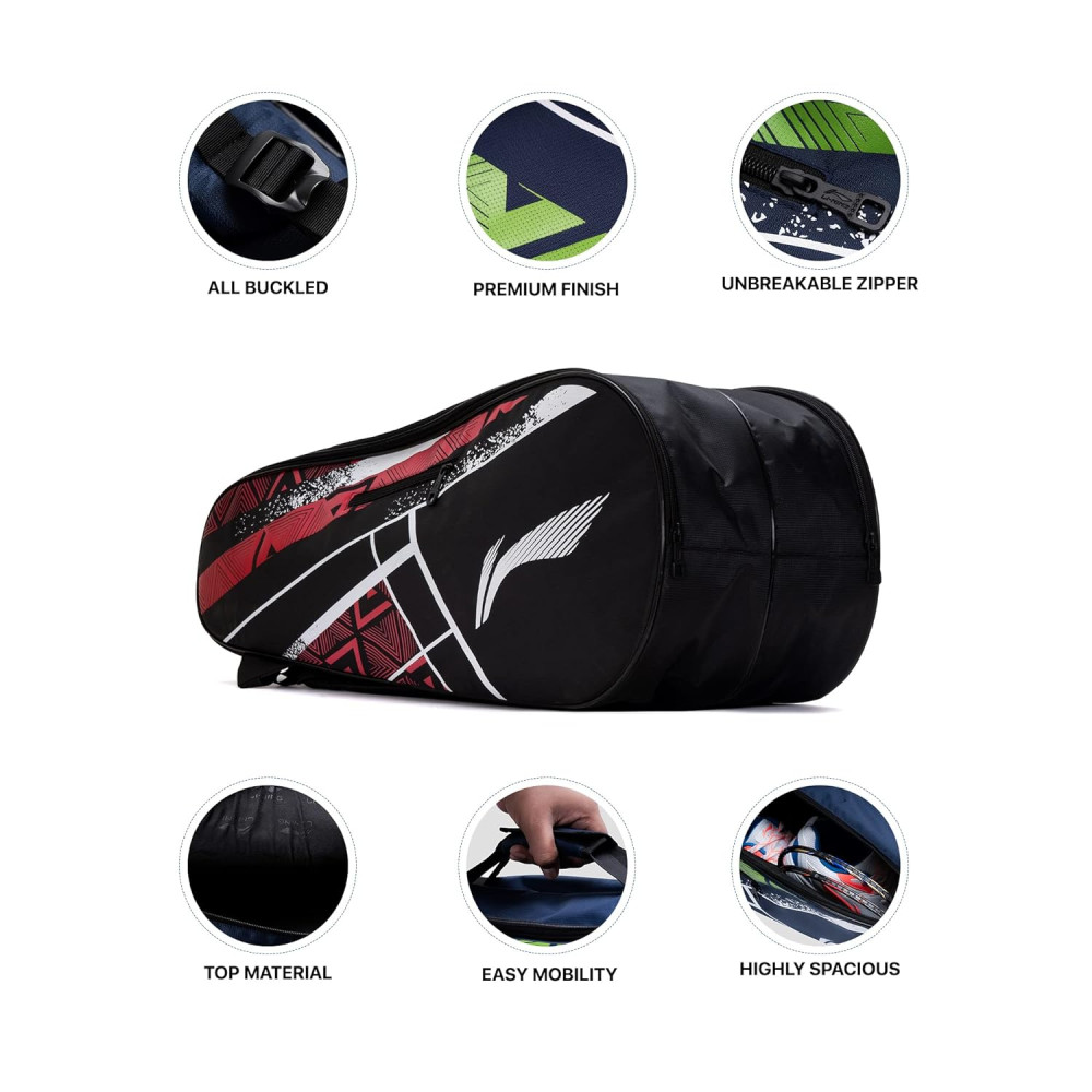 Li-Ning Raider Max Double Zipper Polyester Badminton Kit Bag | Unbreakable Zippers | Easy Mobility | Unisex - Men, Boys, Girls, Women Li-Ning Raider Max Double Zipper Polyester Badminton Kit Bag | Unbreakable Zippers | Easy Mobility | Unisex - Men, Boys, Girls, Women