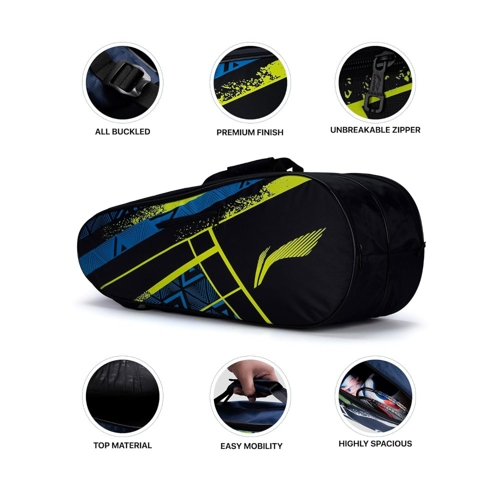 Li-Ning Raider Max Double Zipper Polyester Badminton Kit Bag | Unbreakable Zippers | Easy Mobility | Unisex - Men, Boys, Girls, Women Li-Ning Raider Max Double Zipper Polyester Badminton Kit Bag | Unbreakable Zippers | Easy Mobility | Unisex - Men, Boys, Girls, Women