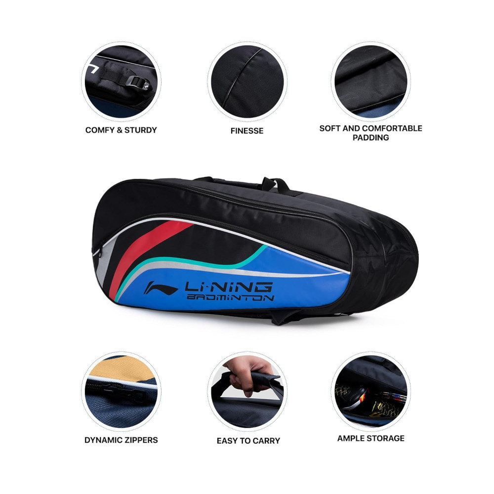 Li-Ning Panther Double Zipper Polyester Badminton Kit Bag| Stash Pocket | Ample Storage | Unisex - Men, Boys, Girls, Women Li-Ning Panther Double Zipper Polyester Badminton Kit Bag| Stash Pocket | Ample Storage | Unisex - Men, Boys, Girls, Women