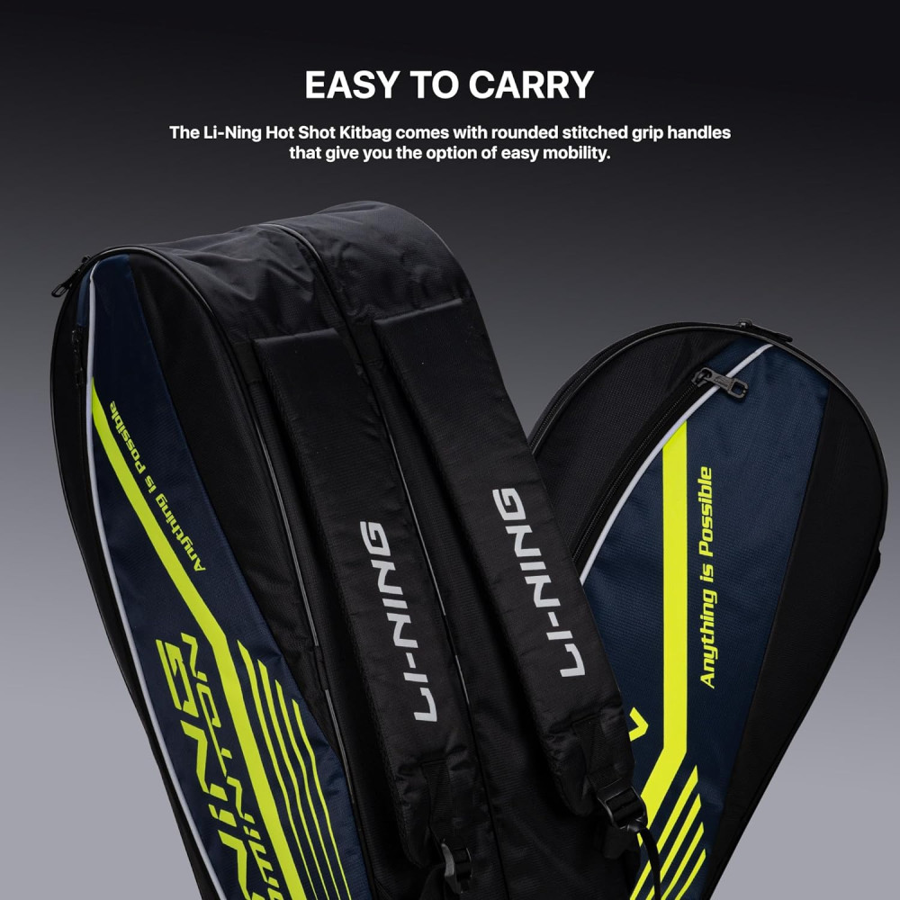 Li-Ning Hot Shot Triple Zipper Polyester Badminton Kit Bag | Easy - Access Compartments | Spacious | Unisex - Men, Boys, Girls, Women Li-Ning Hot Shot Triple Zipper Polyester Badminton Kit Bag | Easy - Access Compartments | Spacious | Unisex - Men, Boys, Girls, Women