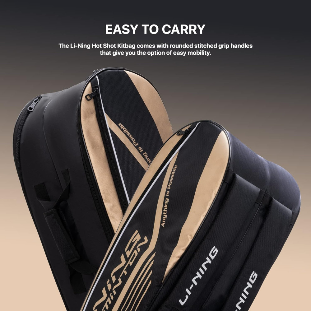 Li-Ning Hot Shot Triple Zipper Polyester Badminton Kit Bag | Easy - Access Compartments | Spacious | Unisex - Men, Boys, Girls, Women Li-Ning Hot Shot Triple Zipper Polyester Badminton Kit Bag | Easy - Access Compartments | Spacious | Unisex - Men, Boys, Girls, Women