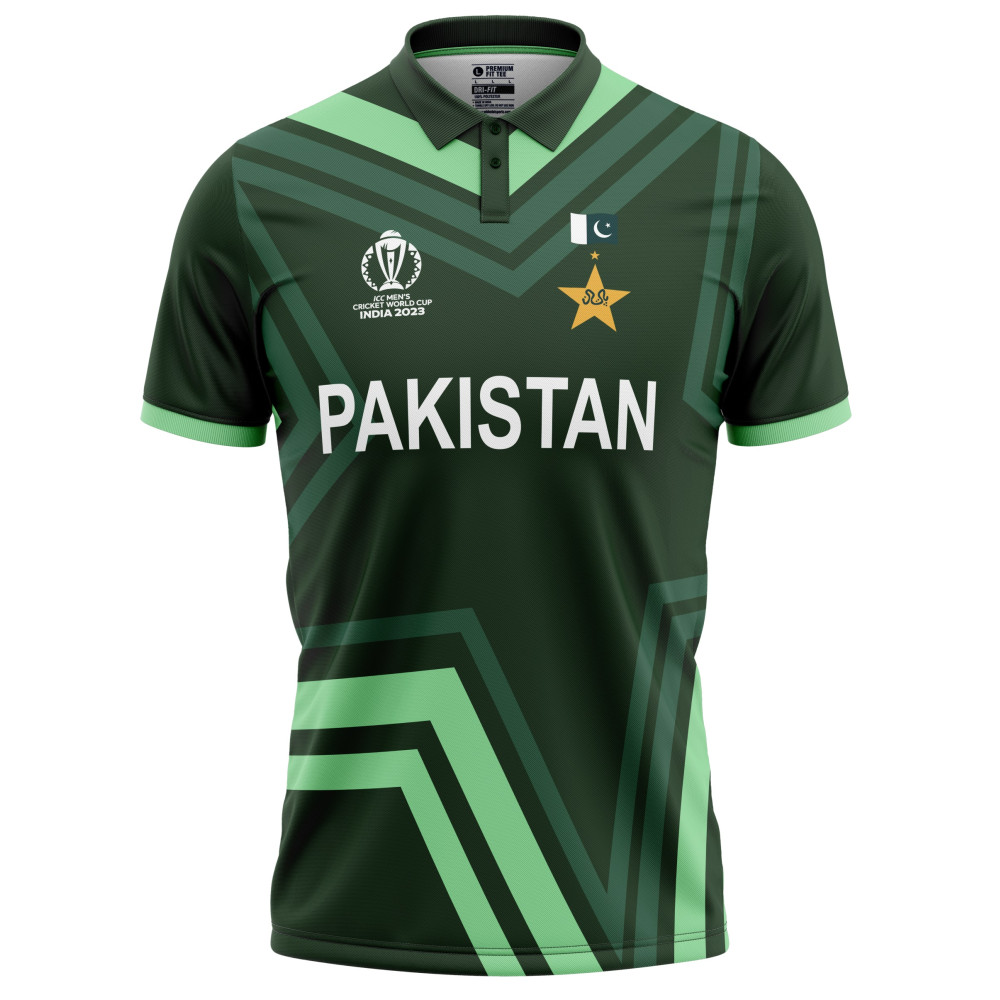 Pakistan ODI World Cup 2023 Half Sleeves Cricket Fan Jersey - 100% Dryfit Polyester - With Name Personalisation