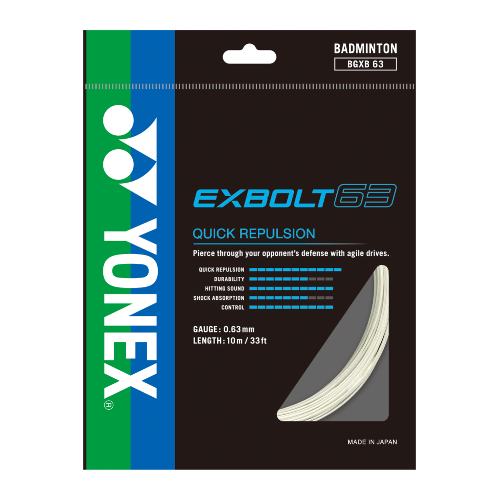 Yonex BG EX Bolt 63 Badminton String - 0.63mm Yonex BG EX Bolt 63 Badminton String - 0.63mm