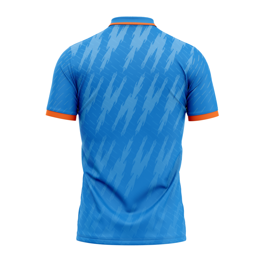 India Blue ODI World Cup 2023 Half Sleeves Cricket Fan Jersey - 100% Dryfit Polyester - With Name Personalisation